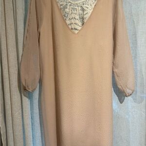 Elegant Lace-Back Beige Dress